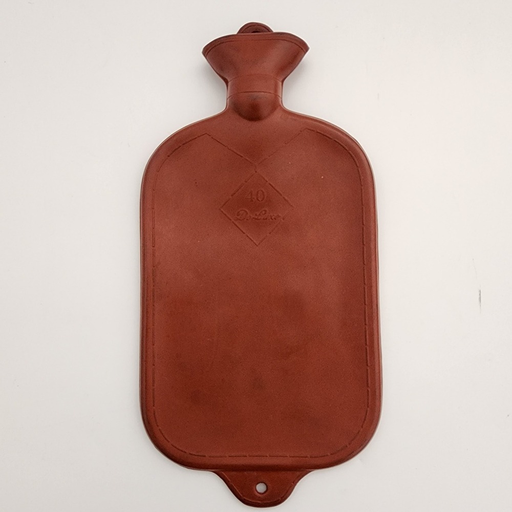 Vintage 40 Deluxe hot water bottle red rubber original stopper‎